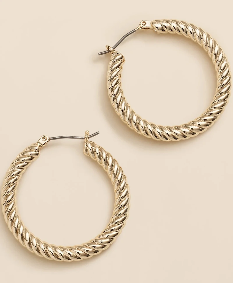 Gold-Plated Twisted Hoop Earrings