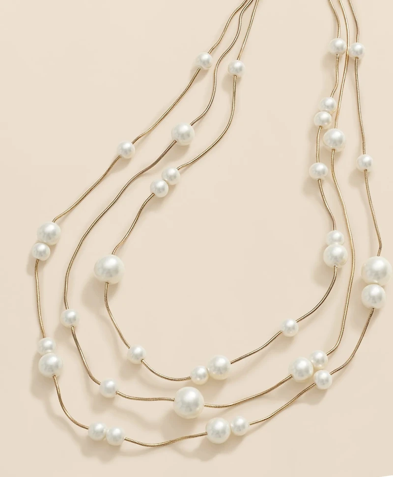 Triple Strand Faux-Pearl Necklace