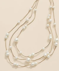 Triple Strand Faux-Pearl Necklace