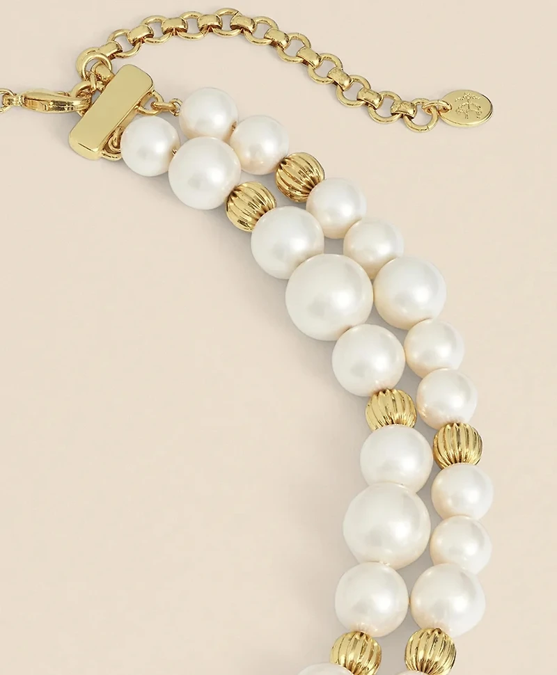 Double Strand Gold-Tone Faux-Pearl Necklace