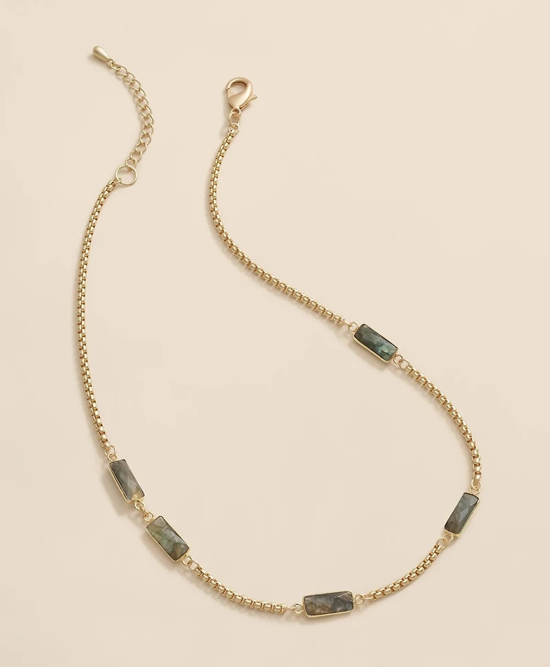 Loni Paul Labradorite Baguette Short Necklace in 14K Plated Gold