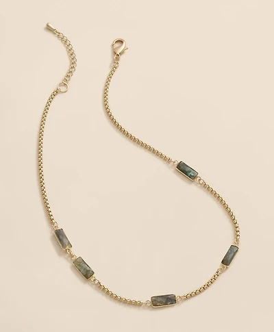 Loni Paul Labradorite Baguette Short Necklace in 14K Plated Gold