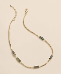Loni Paul Labradorite Baguette Short Necklace in 14K Plated Gold