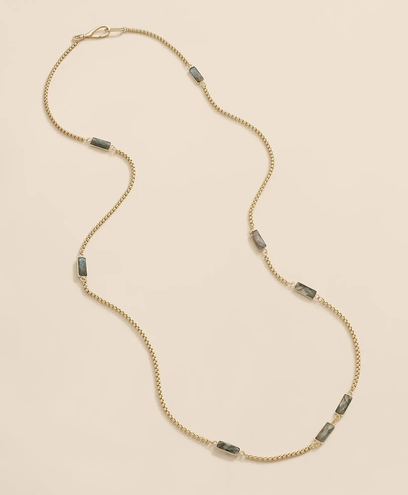Loni Paul Labradorite Baguette Long Necklace in 14K Plated Gold