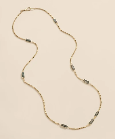 Loni Paul Labradorite Baguette Long Necklace in 14K Plated Gold