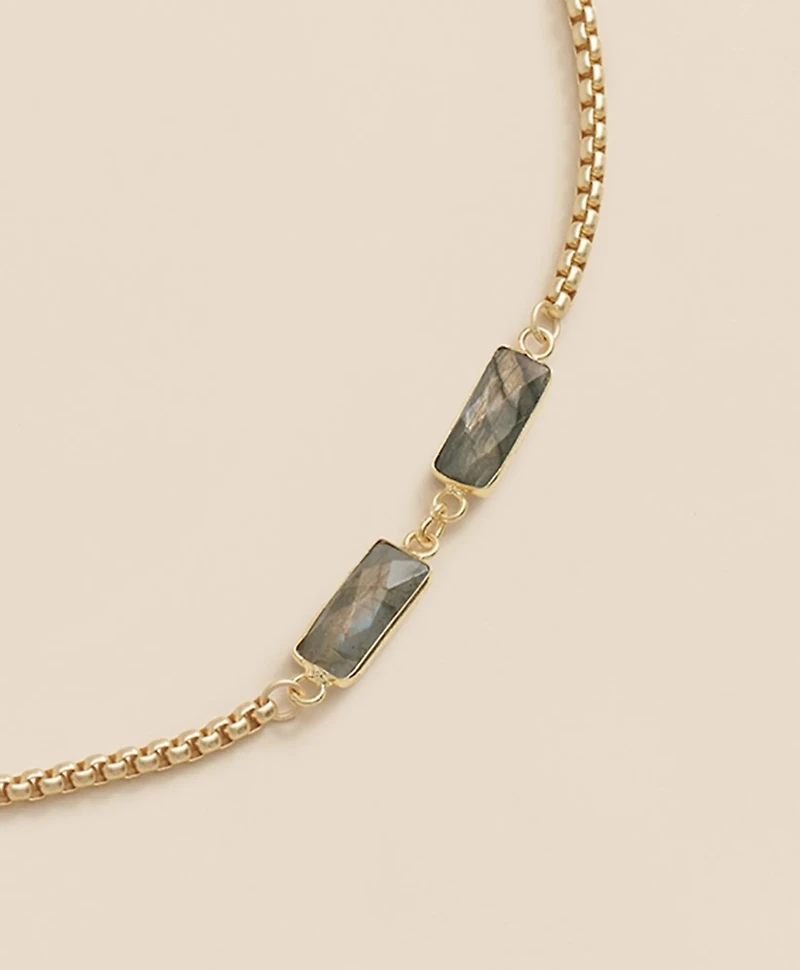 Loni Paul Labradorite Baguette Long Necklace in 14K Plated Gold
