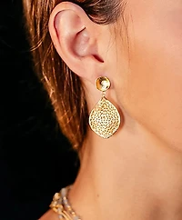 Loni Paul Heart Lace Earrings in 14K Plated Gold