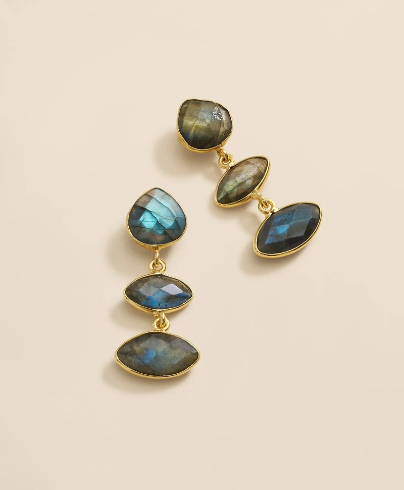 Loni Paul Labradorite Marquis Earrings in Sterling Silver & Plated Gold