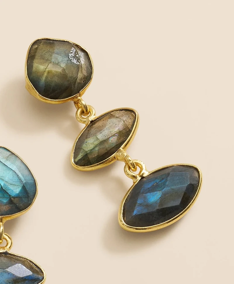 Loni Paul Labradorite Marquis Earrings in Sterling Silver & Plated Gold