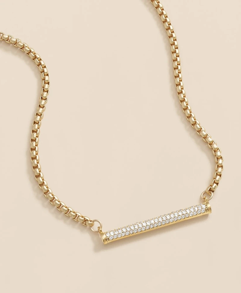 Loni Paul Pave Bar Necklace in 14K Plated Gold