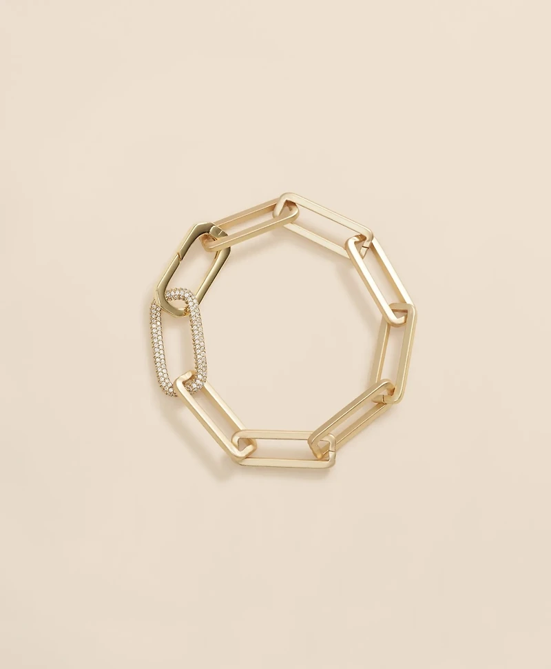 Loni Paul Gold Rectangle Paperclip Bracelet in 14K Plated Gold
