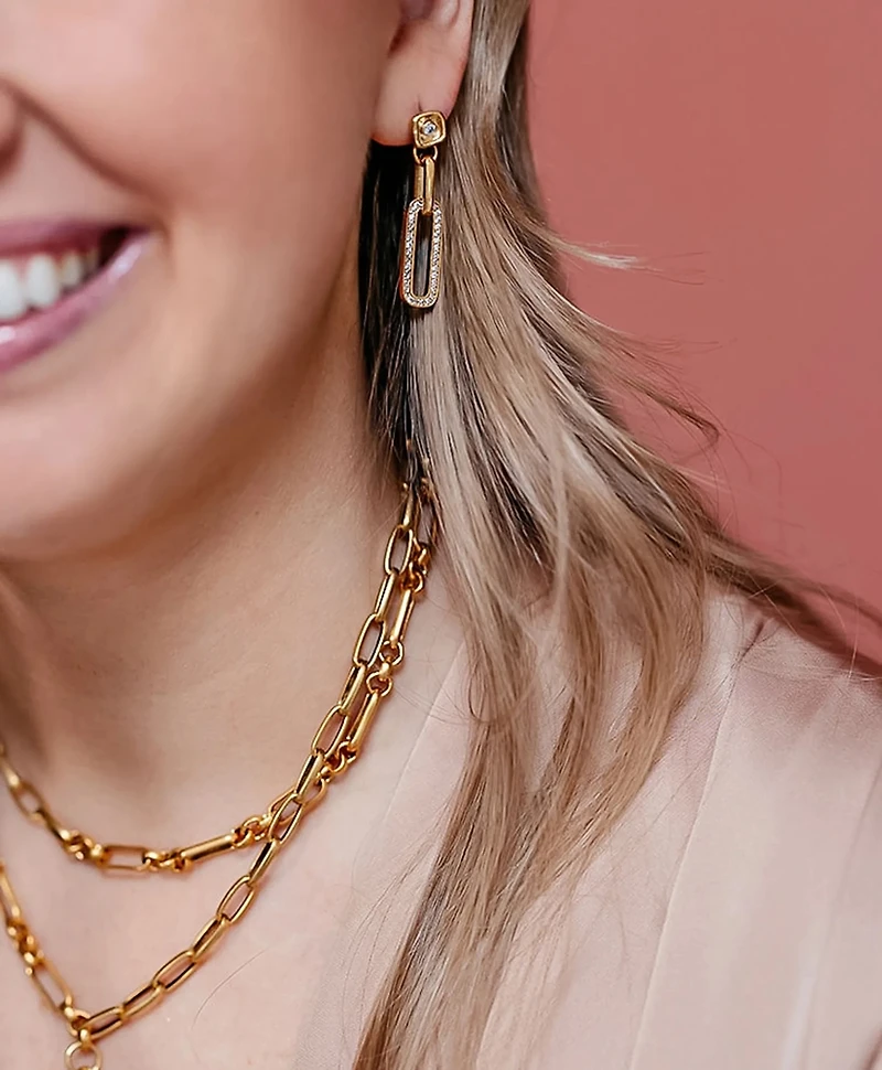 Loni Paul Pave Chain Link Earrings in 14K Plated Gold
