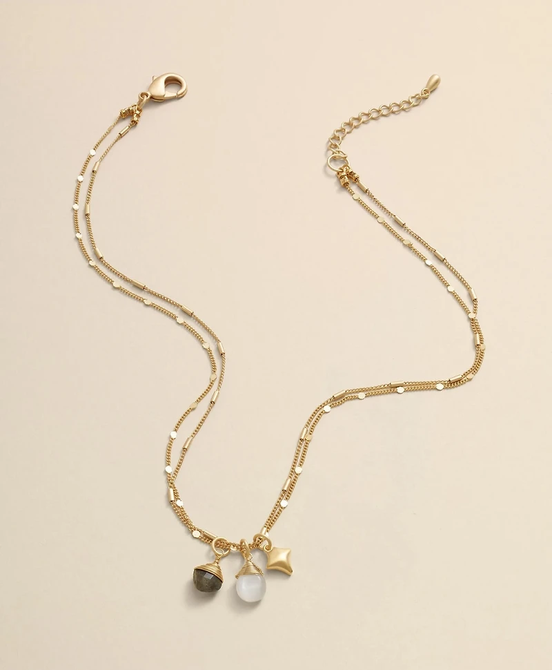 Loni Paul Two-Strand Charm Necklace in 14K Plated Gold