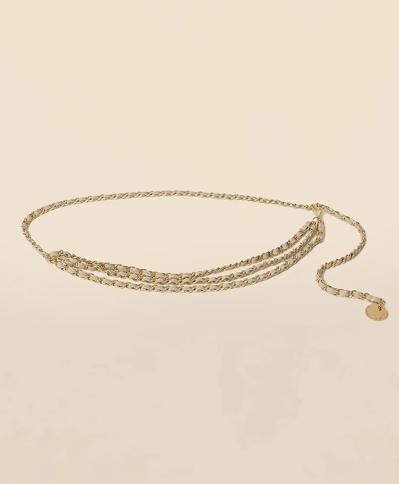 B-Low the Belt Gold-Tone Chain & Leather Waist Belt
