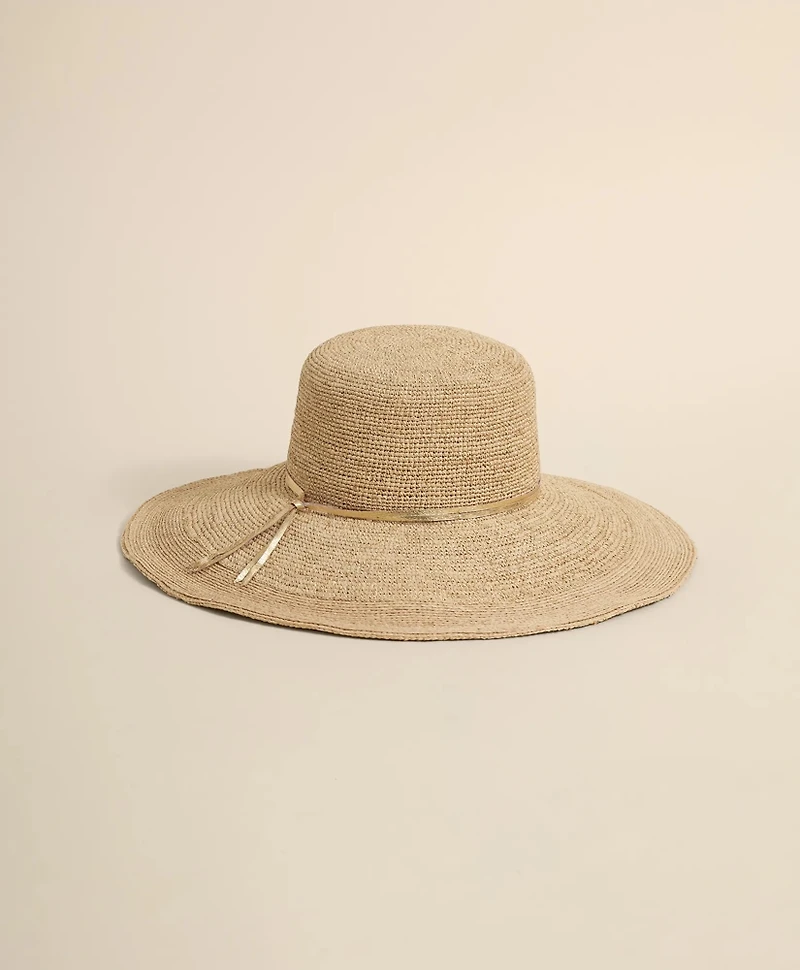 Flora Bella Raffia Sun Hat With Gold-Tone Accents