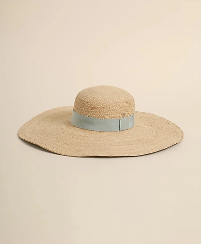 Flora Bella Raffia Boat Hat With Ribbon Accent