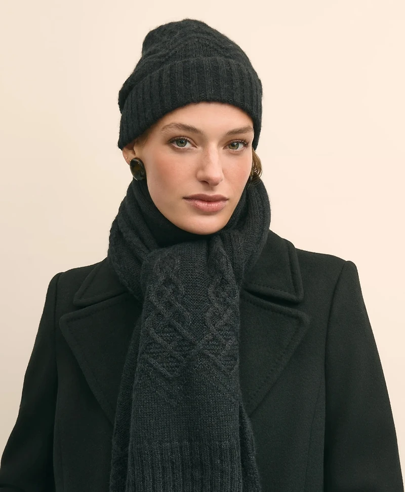 Cotton-Alpaca-Wool Blend Hat & Scarf Boxed Set
