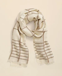 Viscose-Wool-Silk Blend Shimmer Plaid Scarf