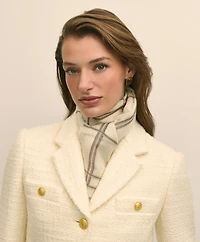 Viscose-Wool-Silk Blend Shimmer Plaid Scarf