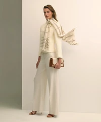 Viscose-Wool-Silk Blend Shimmer Plaid Scarf