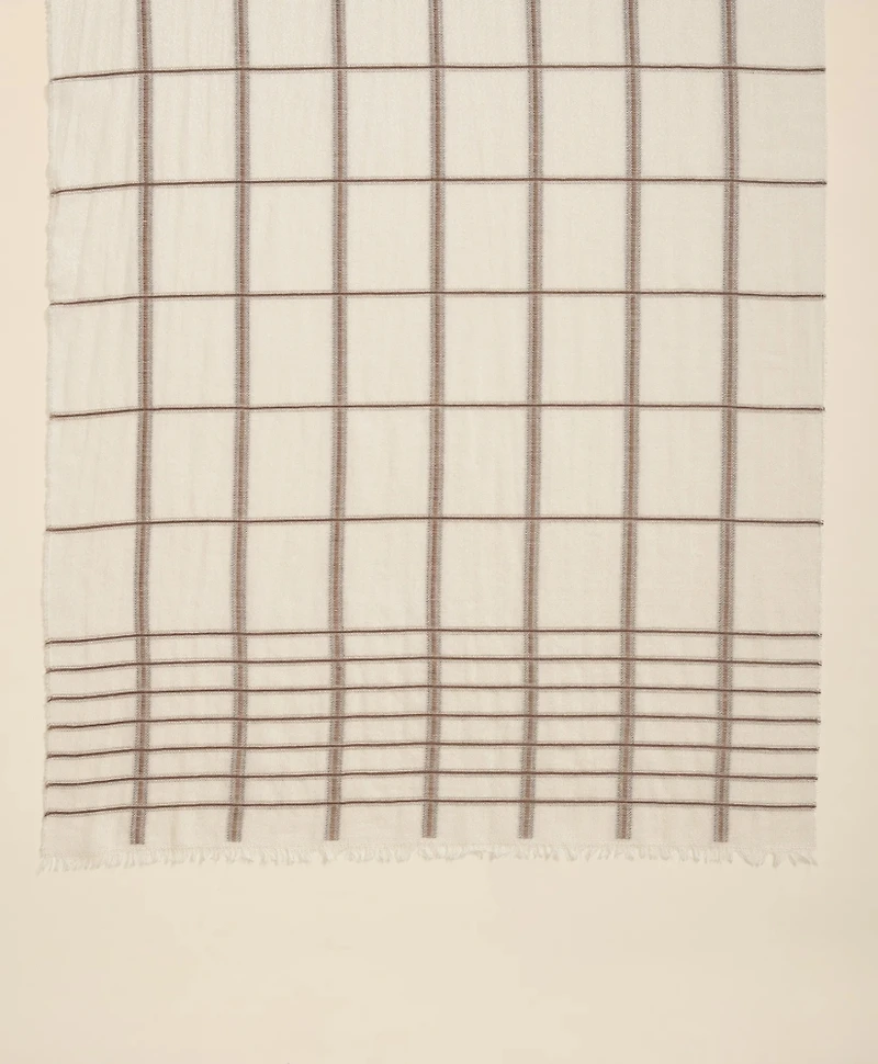 Viscose-Wool-Silk Blend Shimmer Plaid Scarf