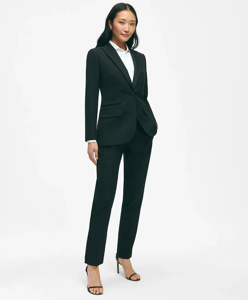 Black Fleece Peak Lapel Dinner Jacket Merino Wool-Silk Faille