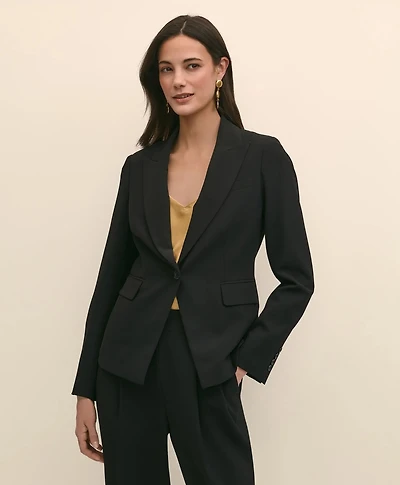 Single-Breasted Peak Lapel Jacket Fine Twill Stretch Crepe
