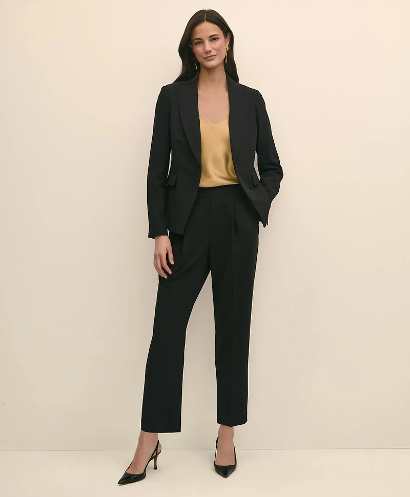 Single-Breasted Peak Lapel Jacket Fine Twill Stretch Crepe