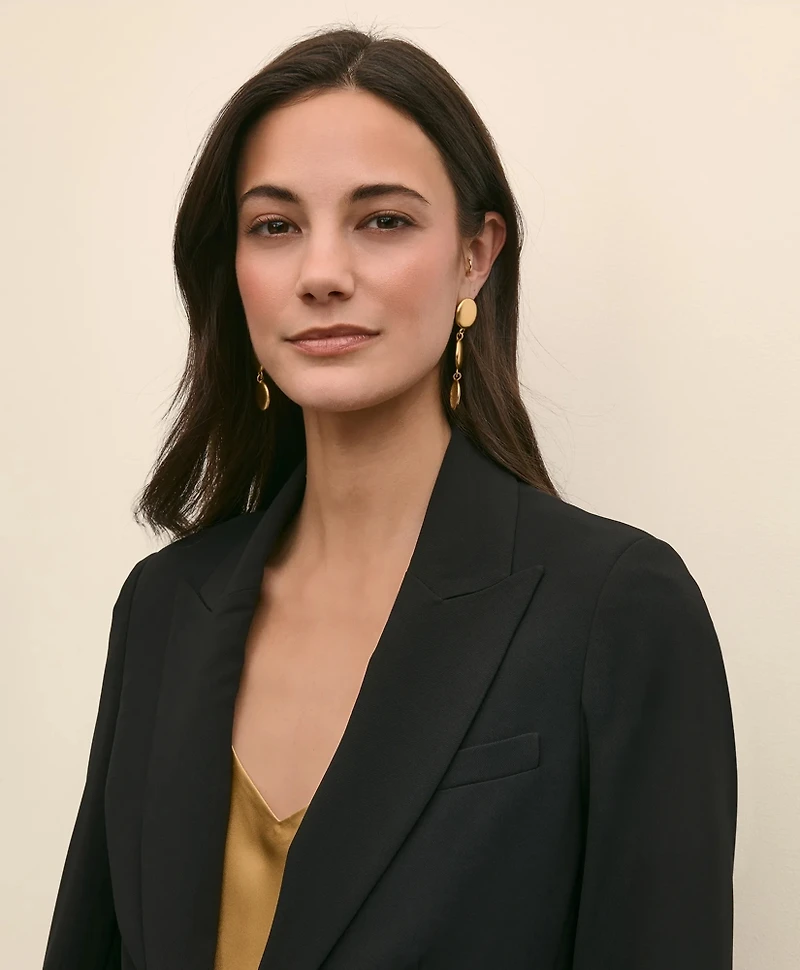 Single-Breasted Peak Lapel Jacket Fine Twill Stretch Crepe