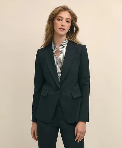 The Essentials Single-Breasted Peak Lapel Wool Blend