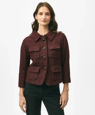 Cropped Jacket Cotton-Wool Blend Boucle
