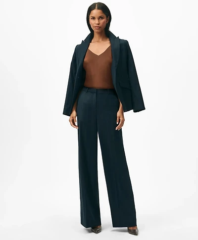 Peak Lapel Jacket Pinstripe Flannel Merino Wool Blend