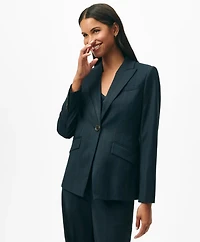 Peak Lapel Jacket Pinstripe Flannel Merino Wool Blend