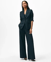 Peak Lapel Jacket Pinstripe Flannel Merino Wool Blend