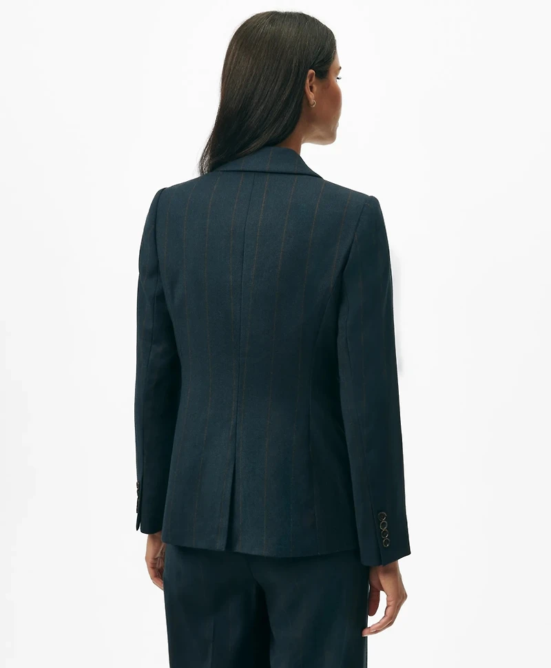 Peak Lapel Jacket Pinstripe Flannel Merino Wool Blend