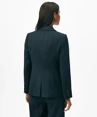 Peak Lapel Jacket Pinstripe Flannel Merino Wool Blend