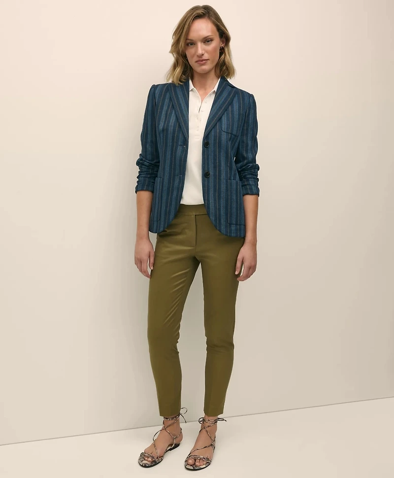 Linen-Cotton Striped Jacquard Jacket