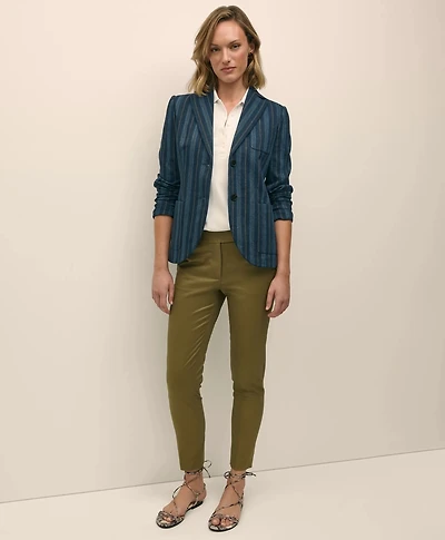 Linen-Cotton Striped Jacquard Jacket