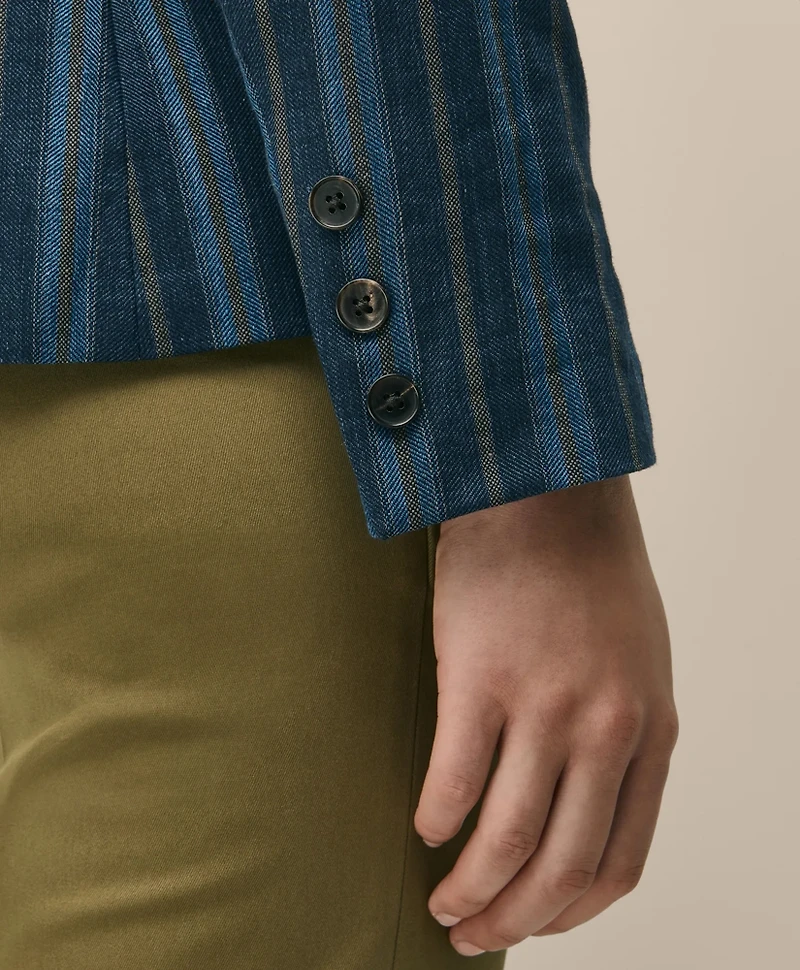 Linen-Cotton Striped Jacquard Jacket
