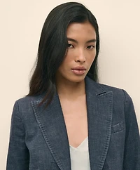 Cotton Blend Denim Peak Lapel Jacket
