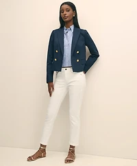 Cropped Double-Breasted Blazer Cotton Faille