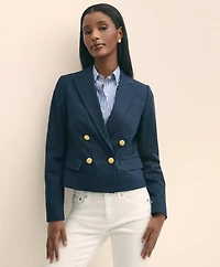 Cropped Double-Breasted Blazer Cotton Faille
