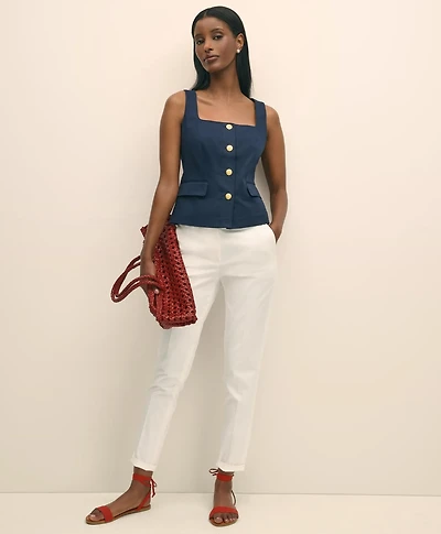 Square Neck Vest Cotton Faille