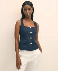 Square Neck Vest Cotton Faille