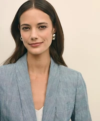 Shawl Collar Jacket Stretch Linen Blend