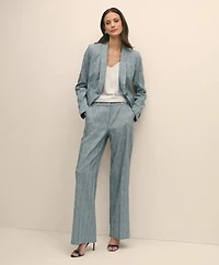 Shawl Collar Jacket Stretch Linen Blend