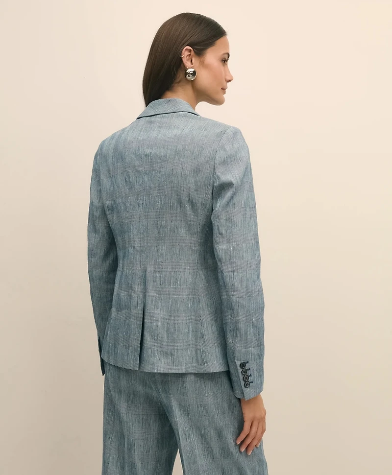 Shawl Collar Jacket Stretch Linen Blend