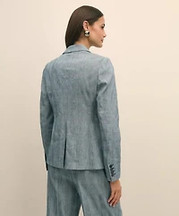 Shawl Collar Jacket Stretch Linen Blend