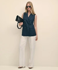 Linen Double-Breasted Peak Lapel Vest