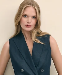Linen Double-Breasted Peak Lapel Vest